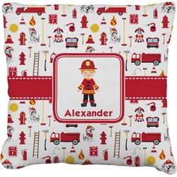Firefighter Character Faux-Linen Throw Pillow 16" w/ Name or Text