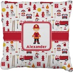 Firefighter Character Faux-Linen Throw Pillow 18" w/ Name or Text