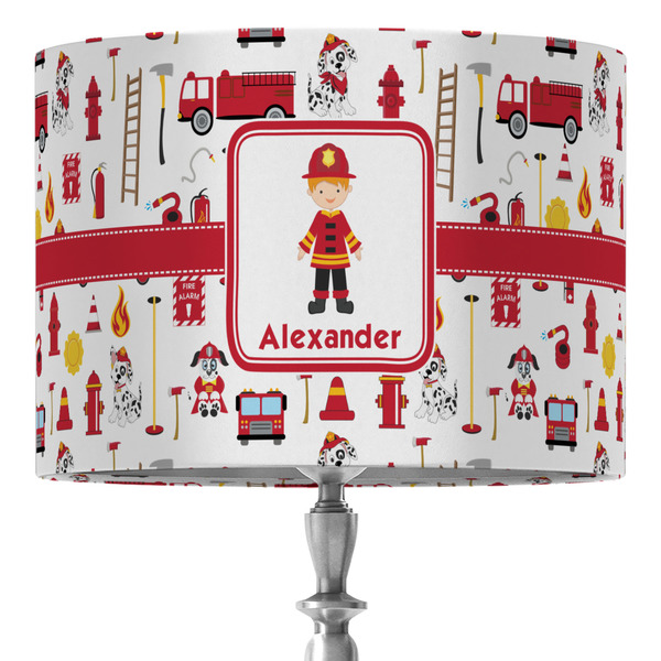 Custom Firefighter Character 16" Drum Lamp Shade - Fabric (Personalized)