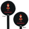 Firefighter Character Black Plastic 5.5" Stir Stick - Double Sided - Round - Front & Back