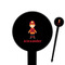 Firefighter Character Black Plastic 6" Food Pick - Round - Closeup