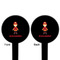 Firefighter Character Black Plastic 6" Food Pick - Round - Double Sided - Front & Back