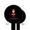 Firefighter Character Black Plastic 6" Food Pick - Round - Single Sided - Front & Back