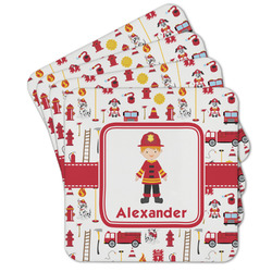 Firefighter Character Cork Coaster - Set of 4 w/ Name or Text