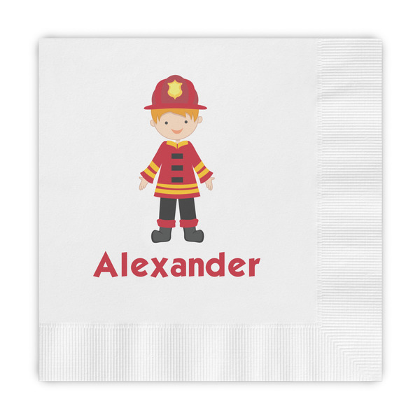 Custom Firefighter Character Embossed Decorative Napkins (Personalized)