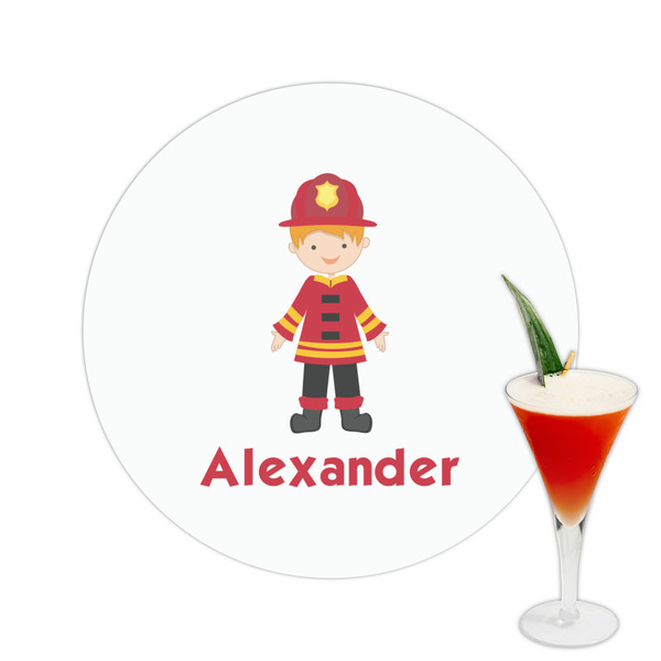 Custom Firefighter Character Printed Drink Topper -  2.5" (Personalized)