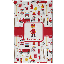 Firefighter Character Golf Towel - Poly-Cotton Blend - Small w/ Name or Text