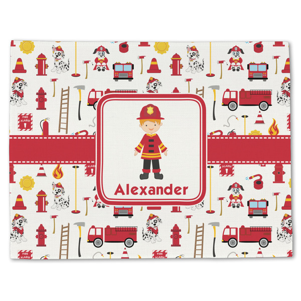 Custom Firefighter Character Single-Sided Linen Placemat - Single w/ Name or Text