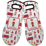 Firefighter Character Neoprene Oven Mitts - Set of 2 w/ Name or Text