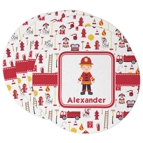 Custom Firefighter Character Round Paper Coasters w/ Name or Text