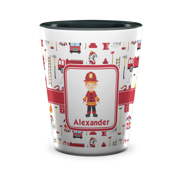 Custom Firefighter Character Ceramic Shot Glass - 1.5 oz - Two Tone - Single (Personalized)