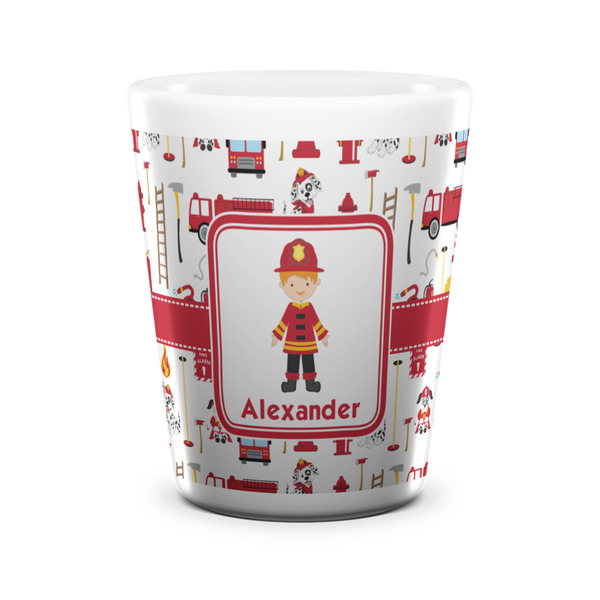 Custom Firefighter Character Ceramic Shot Glass - 1.5 oz - White - Single (Personalized)