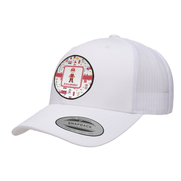 Custom Firefighter Character Trucker Hat - White (Personalized)