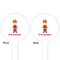 Firefighter Character White Plastic 4" Food Pick - Round - Double Sided - Front & Back