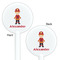 Firefighter Character White Plastic 5.5" Stir Stick - Double Sided - Round - Front & Back