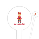 Firefighter Character Round Plastic Food Picks (Personalized)