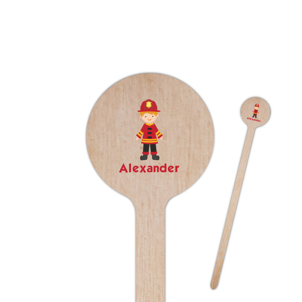 Custom Firefighter Character 6" Round Wooden Stir Sticks - Single Sided (Personalized)