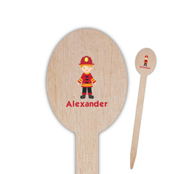Firefighter Character Oval Wooden Food Picks - Double Sided (Personalized)