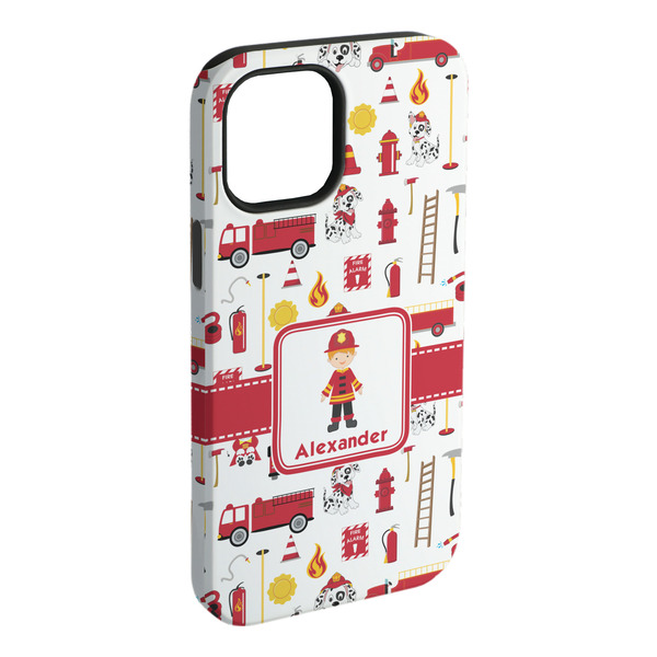 Custom Firefighter Character iPhone Case - Rubber Lined - iPhone 15 Plus (Personalized)