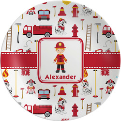 Firefighter Character Melamine Salad Plate - 8" (Personalized)