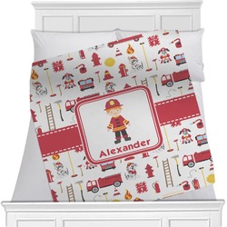 Firefighter Character Minky Blanket - Twin / Full - 80"x60" - Double Sided w/ Name or Text