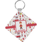 Firefighter Character Diamond Plastic Keychain w/ Name or Text