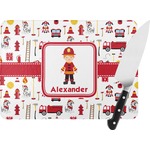 Firefighter Character Rectangular Glass Cutting Board (Personalized)