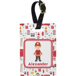 Firefighter Character Plastic Luggage Tag - Rectangular w/ Name or Text