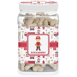Firefighter Character Dog Treat Jar w/ Name or Text