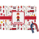 Firefighter Character Rectangular Fridge Magnet w/ Name or Text