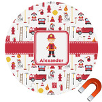 Firefighter Character Round Car Magnet - 10" (Personalized)