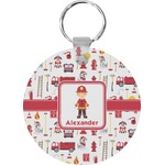 Firefighter Character Round Plastic Keychain (Personalized)