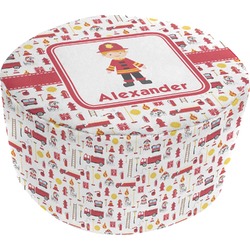 Firefighter Character Round Pouf Ottoman (Personalized)