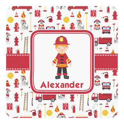 Firefighter Character Square Decal - Medium w/ Name or Text