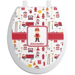 Firefighter Character Toilet Seat Decal - Round (Personalized)