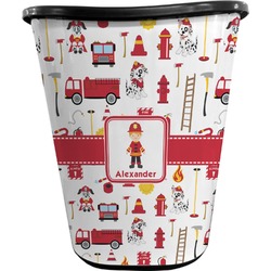 Firefighter Character Waste Basket - Single Sided (Black) w/ Name or Text