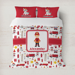 Firefighter Character Duvet Cover Set - Full / Queen w/ Name or Text