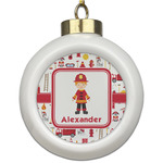Firefighter Character Ceramic Ball Ornament (Personalized)