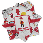 Firefighter Character Cloth Cocktail Napkins - Set of 4 w/ Name or Text