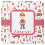 Firefighter Character Square Rubber Backed Coaster w/ Name or Text