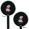 Dalmation Black Plastic 5.5" Stir Stick - Double Sided - Round - Front & Back