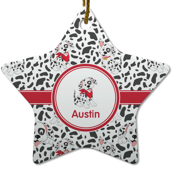 Custom Dalmation Star Ceramic Ornament w/ Name or Text