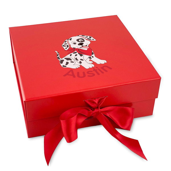 Custom Dalmation Gift Box with Magnetic Lid - Red (Personalized)