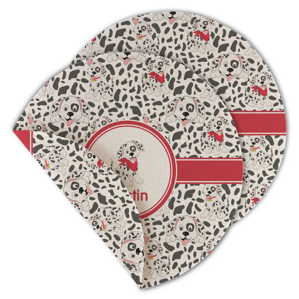 Custom Dalmation Round Linen Placemat - Double Sided (Personalized)