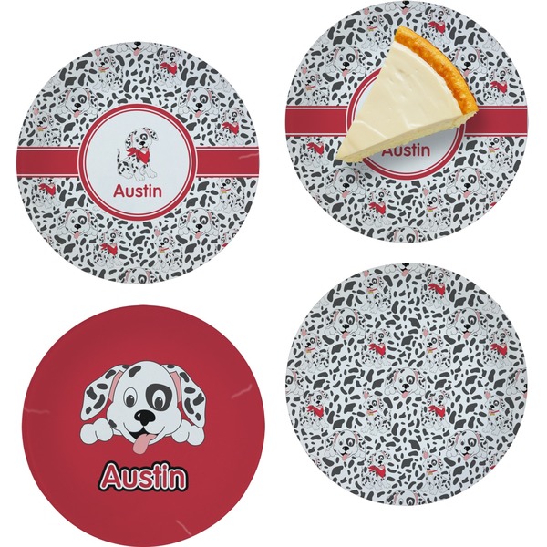 Custom Dalmation Set of 4 Glass Appetizer / Dessert Plate 8" (Personalized)