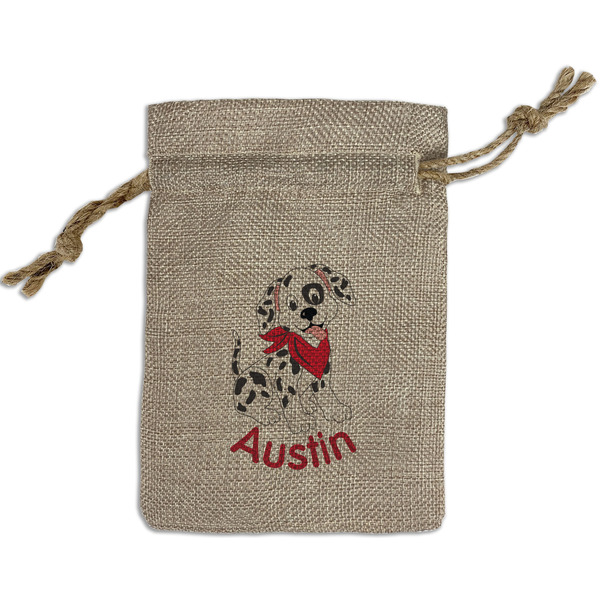 Custom Dalmation Small Burlap Gift Bag - Front (Personalized)