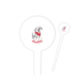 Dalmation 4" Round Plastic Food Picks - White - Single Sided (Personalized)