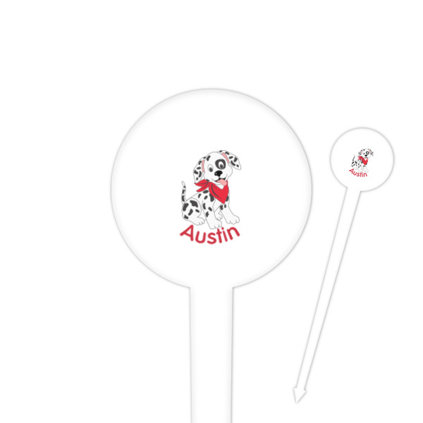 Custom Dalmation 4" Round Plastic Food Picks - White - Single Sided (Personalized)