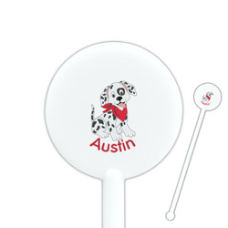 Dalmation 5.5" Round Plastic Stir Sticks - White - Single Sided (Personalized)