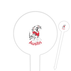 Dalmation 6" Round Plastic Food Picks - White - Single Sided (Personalized)